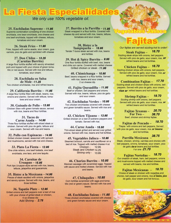 Specialties La Fiesta Takeout